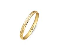 Amberta Solid 18ct Gold Wedding Rings for Women Made in Italy, Stackable Rings for Women, 2 mm Textured Hammered 18k Gold Band
