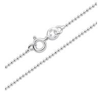 Amberta Solid 925 Sterling Silver Chain for Women Men | Super Thin Dainty & Sturdy Box Curb Singapore Beaded Snake Paperclip Necklace Delicate 16/18/20/22/24 inch: 16 inch Ball Chain Necklace