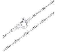Amberta Solid 925 Sterling Silver Chain for Women Men | Super Thin Dainty & Sturdy Box Curb Singapore Beaded Snake Paperclip Necklace Delicate 16/18/20/22/24 inch: 22 Silver Singapore Chain Necklace