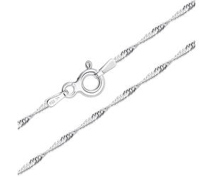 Amberta Solid 925 Sterling Silver Chain for Women Men | Super Thin Dainty & Sturdy Box Curb Singapore Beaded Snake Paperclip Necklace Delicate 16/18/20/22/24 inch: 18 Silver Singapore Chain Necklace