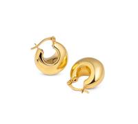 Amberta Solid 925 Sterling Silver Chunky Hoop Earrings for Women | Lightweight Thick Dome Oval Hoops: Gold Plated Sterling Silver Dome Earrings