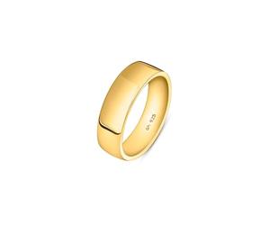 Amberta Solid 925 Sterling Silver Gold Plated Mens Wedding Ring Band | 5 6 8 mm Wide Thumb Court Shape Polished Silver Ring for Men: Gold Plated 6 mm - Size U