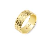 Amberta Solid Italian 14ct 9ct Gold Diamond Cut Ring | 6 mm Real 9ct Yellow White Two-Tone Gold Wedding Band Ring for Women