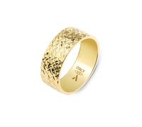 Amberta Solid Italian 14ct 9ct Gold Diamond Cut Ring | 6 mm Real 9ct Yellow White Two-Tone Gold Wedding Band Ring for Women
