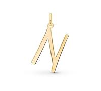 Amberta Solid Italian 14ct Gold Initial Pendant for Women | 14ct Real Gold Letter Pendant Only without Chain: Letter N