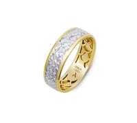 Amberta Solid Italian 9ct Gold Diamond Cut Ring | 6 mm Real 9ct Yellow White Two-Tone Gold Wedding Band Ring for Women: 5.5 mm Two Tone Ring Size K