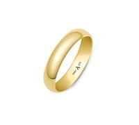 Amberta Solid Italian 9ct Gold Wedding Rings for Men | 5 mm Real 9ct Yellow White Two Tone Gold Wedding Band for Men Polished: Yellow Gold Ring Size S