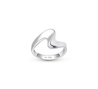 Amberta Sterling Silver Wave Ring for Women: Ocean Wave Silver Size O