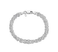 Amberta Unisex's 925 Sterling Silver Byzantine Chain Bracelet: 19 cm / 7.5 inch - Rounded Design