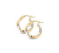 Amberta Women 2 Tone 9ct Gold Hoop Earrings | Yellow and White Gold Hoop Earrings | Two Tone Twisted Hoops: 10 mm