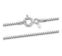 Amberta Women 925 Sterling Silver 1 mm Venice Box Chain Necklace: 40 cm / 16 inch
