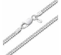 Amberta Women 925 Sterling Silver 2 mm Rhombus Curb Chain Necklace: 2.3 mm Silver Chain Necklace 24 inch/60 cm