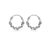 Amberta Women 925 Sterling Silver Bali Hoop Earrings: Twisted Wires 15 mm
