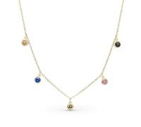 Amberta Women 925 Sterling Silver Cubic Zirconia Chain Necklace | Dainty Silver Necklace | Layering Necklaces | Simulated Diamond by the Yard Necklace: Gold Rainbow Necklace