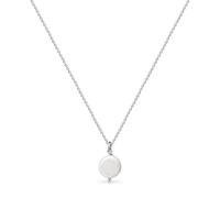 Amberta Women 925 Sterling Silver Freshwater Pearl Necklace: Silver Necklace with Flat Baroque Pearl Pendant