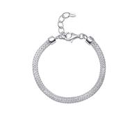 Amberta Women 925 Sterling Silver Simulated Diamond Bracelet: Crystal Statement Bracelet with CZ