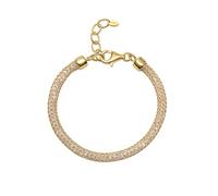 Amberta Women 925 Sterling Silver Simulated Diamond Bracelet: Gold Plated Crystal Statement Bracelet with CZ