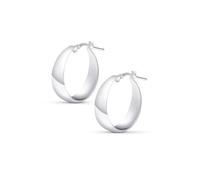 Amberta Women Handmade 925 Sterling Silver Chunky Hoop Earrings: Silver Chunky Hoop Earrings 20 mm