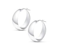 Amberta Women Handmade 925 Sterling Silver Chunky Hoop Earrings: Sterling Silver Chunky Hoop Earrings 25 mm