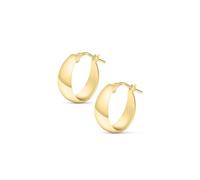 Amberta Women Handmade 925 Sterling Silver Chunky Hoop Earrings: Thick Gold Plated Sterling Silver Hoops 15 mm