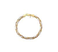 Amberta Women's 925 Sterling Silver Braided Herringbone Chain Bracelet (Length 7.5 inch): Multicoloured