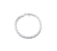Amberta Women's 925 Sterling Silver Braided Herringbone Chain Bracelet (Length 7.5 inch): Silver