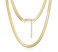 Amberta Women's 925 Sterling Silver Flat Snake Chain: 18K Gold Plated Sterling Silver 4.5 mm 50 cm/20 inch