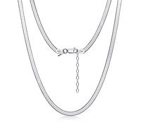 Amberta Women's 925 Sterling Silver Flat Snake Chain: 3 mm 41 cm/16.5 inch