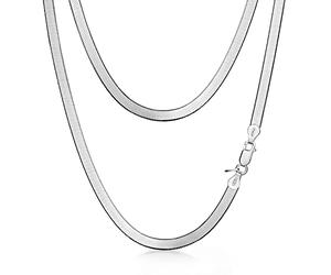 Amberta Women's 925 Sterling Silver Flat Snake Chain: 4.5 mm 41 cm/16.5 inch