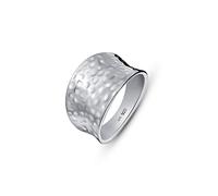 Amberta Women's 925 Sterling Silver Hammered Ring: Size S