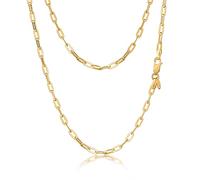 Amberta Women's 925 Sterling Silver Paperclip Chain: 18K Gold Plated Sterling Silver 3 mm 45 cm/18 inch