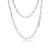 Amberta Women's 925 Sterling Silver Paperclip Chain: 3.6 mm 60 cm/24 inch