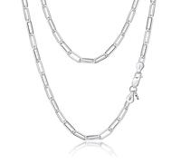 Amberta Women's 925 Sterling Silver Paperclip Chain: 4.4 mm 60 cm/24 inch