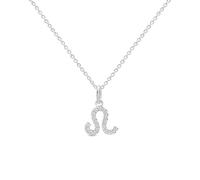 Amberta Women's 925 Sterling Silver Zodiac Leo Necklace with Cubic Zirconia: Silver Leo Necklace