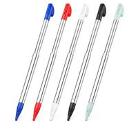 AmberVec Retractable Stylus for Nintendo 3DS XL [5 Pack], Telescopic Metal Pen 3.74"-4.88" (9.5-12.4cm), Designed for 3DS XL Console Slot - Blue, Red, White, Black, Light Green