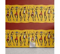 Ambesonne African Peel & Stick Wallpaper for Home, Dancing Abstract Wall Paint Indigenous Culture, Self-Adhesive Living Room Kitchen Accent, 33 cm x 180 cm, Dark Orange Yellow Black