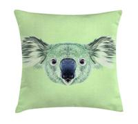 Ambesonne Animal Throw Pillow Cushion Cover, Tropical Koala Bear Portrait Jungle Hipster Zoo Wild Graphic Print, Decorative Square Accent Pillow Case, 16" X 16", Green Mint