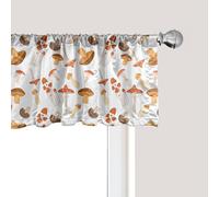 Ambesonne Autumn Window Valance, Colorful Mushroom Pattern Woodland Illustration Fall Season Romance, Rod Pocket Curtain Valances for Kitchen Bedroom, 54" X 12", Brown