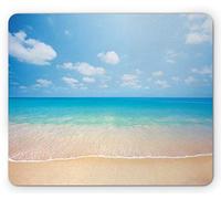 Ambesonne Ocean Mouse Pad, Dreamy Hot Tropical Sea Coast with Soft Waves and Sunny Sky Landscape Nature Life, Rectangle Non-Slip Rubber Mousepad, Standard Size, Cream Blue