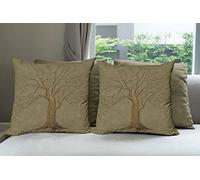 Ambesonne Tree Throw Pillow Cushion Case Pack of 4, Illustration of a Big Tree on Antique Old Paper Vintage Style Artwork Design Print, Modern Accent Double-Sided Digital Printing, 18", Olive Green
