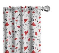 Ambesonne Valentines Curtains, Arrows of Cupid Mythological Concepts Hearts with Love and Adoration Themes, Window Treatments 2 Panel Set for Living Room Bedroom Decor, 56" x 63", White Black