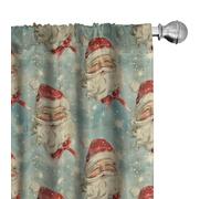 Ambesonne Vintage Christmas Window Curtains, Holiday Cheery Retro Santa Claus with Nostalgic Weathered Effect, Lightweight Decor 2-Panel Set with Rod Pocket, Pair of - 28" x 95", Dark Pink Pale Blue
