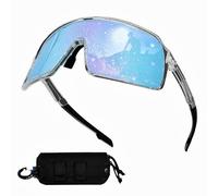 AMBEYE Futuristic Wraparound Sports Sunglasses - UV400 REVO Mirror Lens, Ultra-Light TR90 Full Frame, Adjustable Nose Pads, Anti-Slip Arms - Cycling Running Hiking Triathlon - Clear