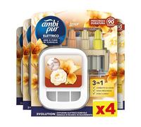Ambi Pur 3Volution Air Freshener, 1 Electric Room Diffuser and 4 Refills, Gold and Flower Fragrance, Techonology Eliminates Odours, Up to 90 Days of Perfume per Refill