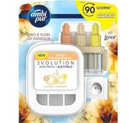 Ambi Pur Gold and Vanilla Flowers 3Volution Starter Kit Air Freshener with Electric Diffuser Smart Program 20ml, 3 Different Fragrances to Eliminate Odors