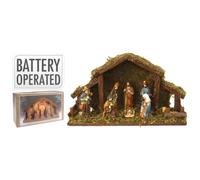 Light Up LED Freestanding Christmas Nativity Set Scene Crib Stable With Figures