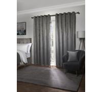 Ambiance Embossed Thermal Curtain - Charcoal - Width 66" x Drop 72" (168 x 183cm) - TJ Hughes