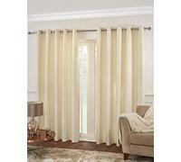 Ambiance Home 66" x 72" Waffle Cream Eyelet Curtains, Lined Diamond Waffle Weave Effect, Ivory Natural