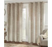 Ambiance Home 90" x 90" Shimmer Velvet Natural Eyelet Curtains, Lined Crushed Beige Mink