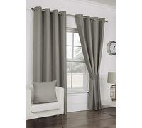 Ambiance Home 90" x 90" Waffle Silver Eyelet Curtains, Lined Diamond Waffle Weave Effect, Grey Slate